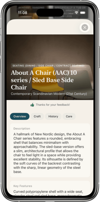 Furniture Identifier App Interface
